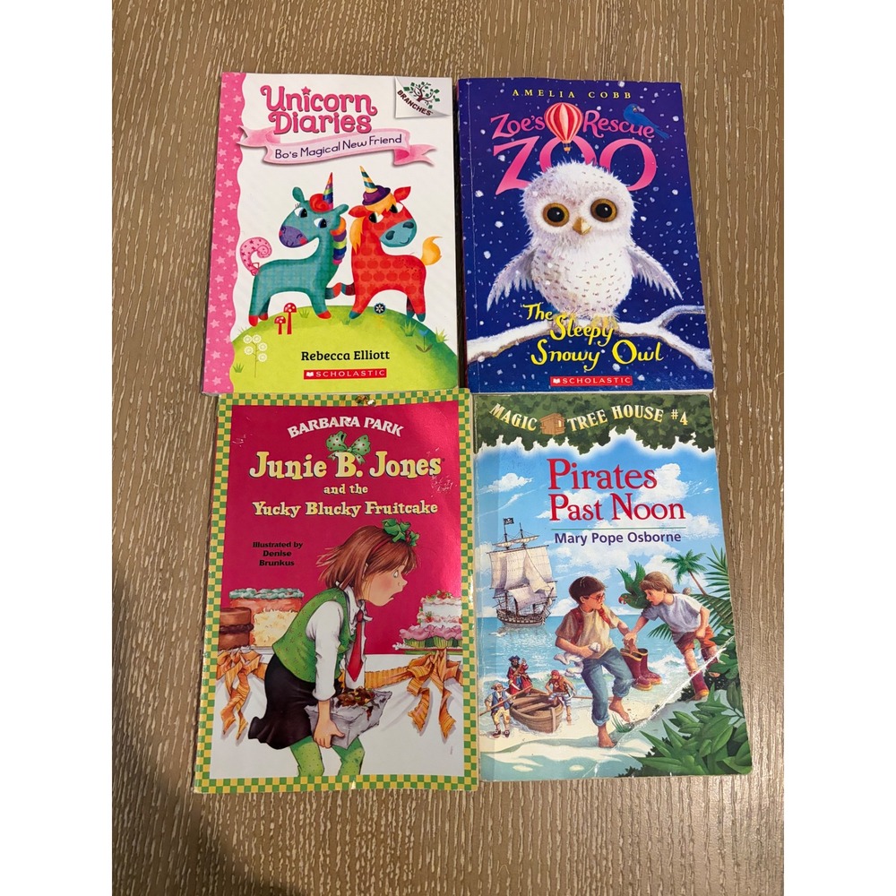 Kids Chapter Books Lot of 4 Junie B Jones Magic Tree House Unicorn Diaries Zoo
